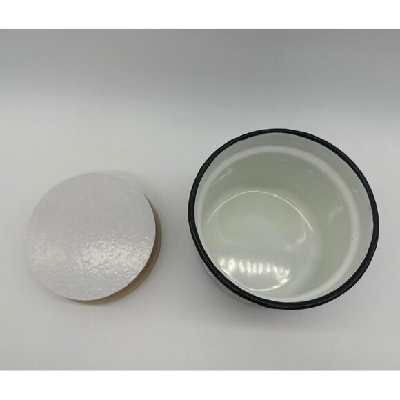 Vintage Enamel Jar Canister Blue Hand Painted Flowers Cork Lid Poland Storage - Picture 4 of 9